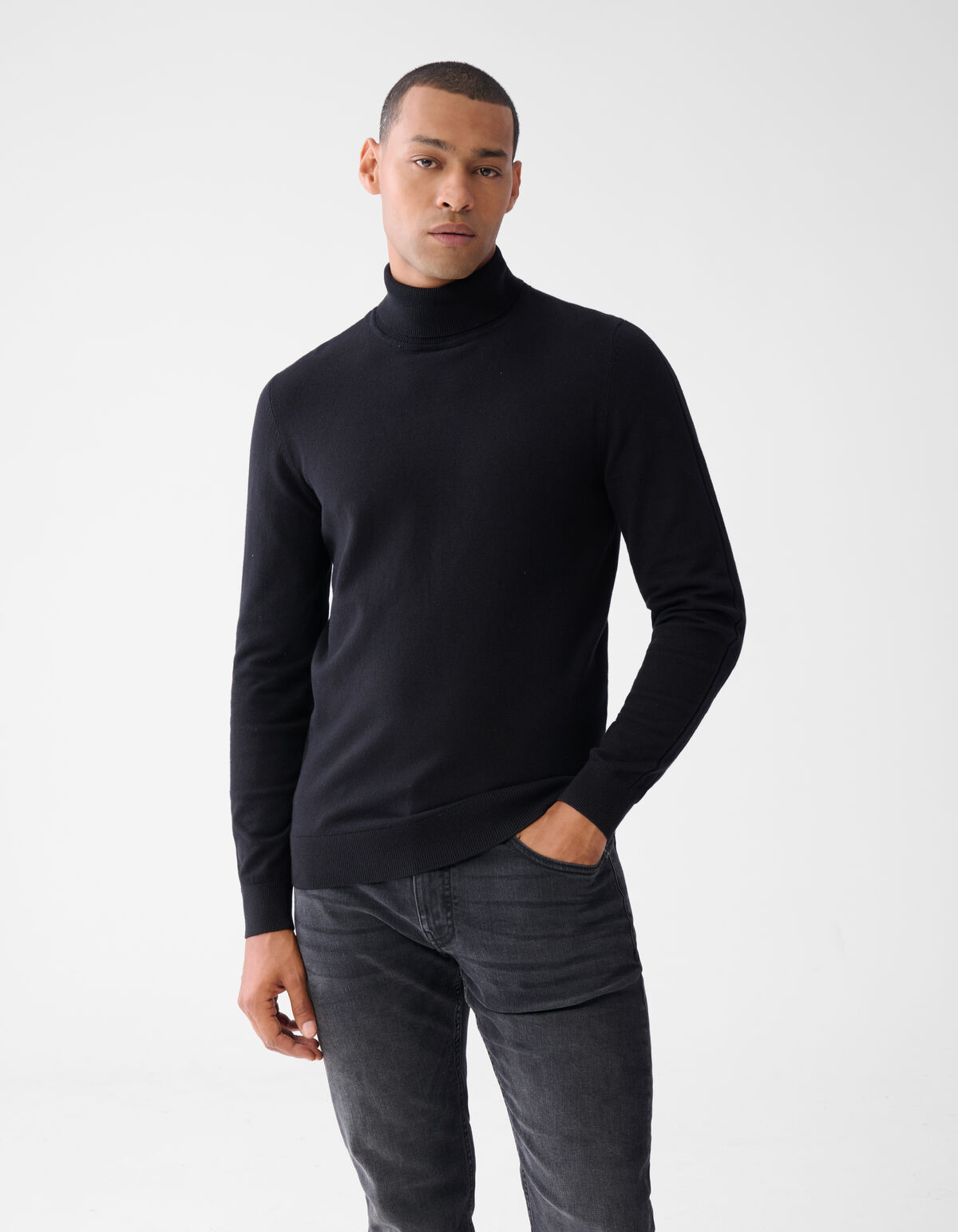 Basic Rollkragenpullover Schwarz SHOEBY MEN