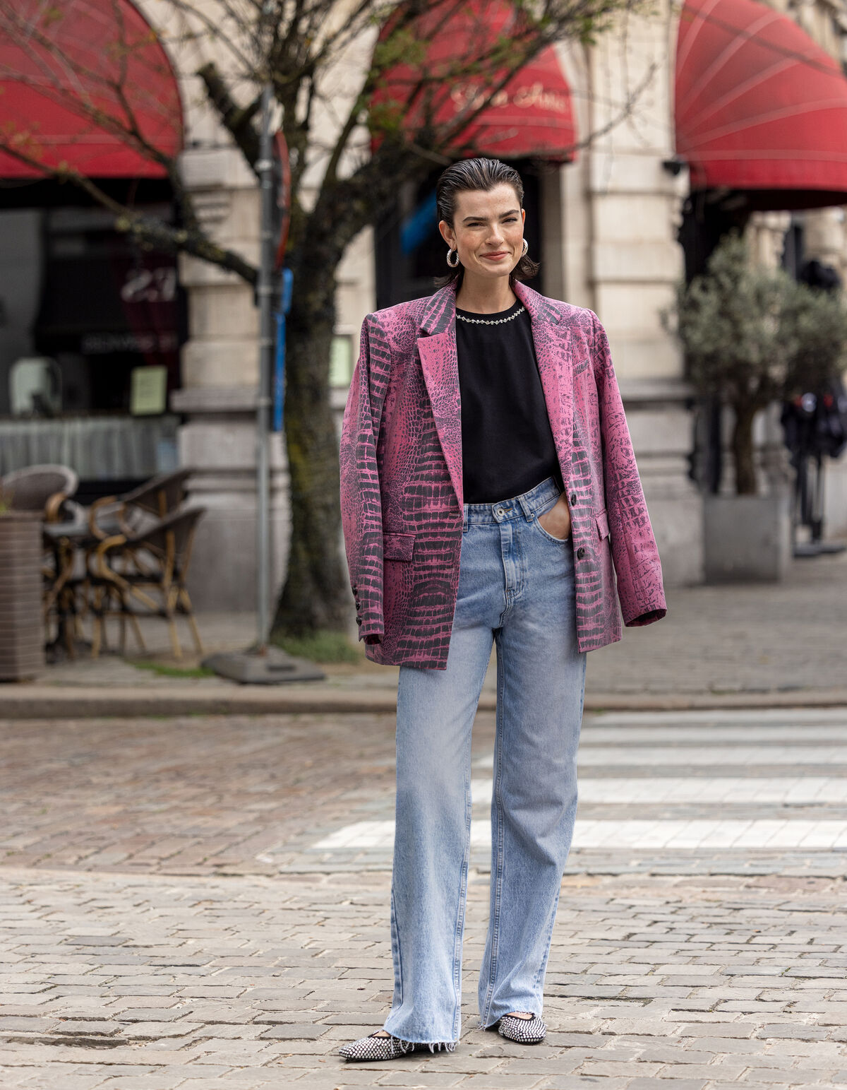 Strass-Ketten-T-Shirt Schwarz SHOEBY WOMEN