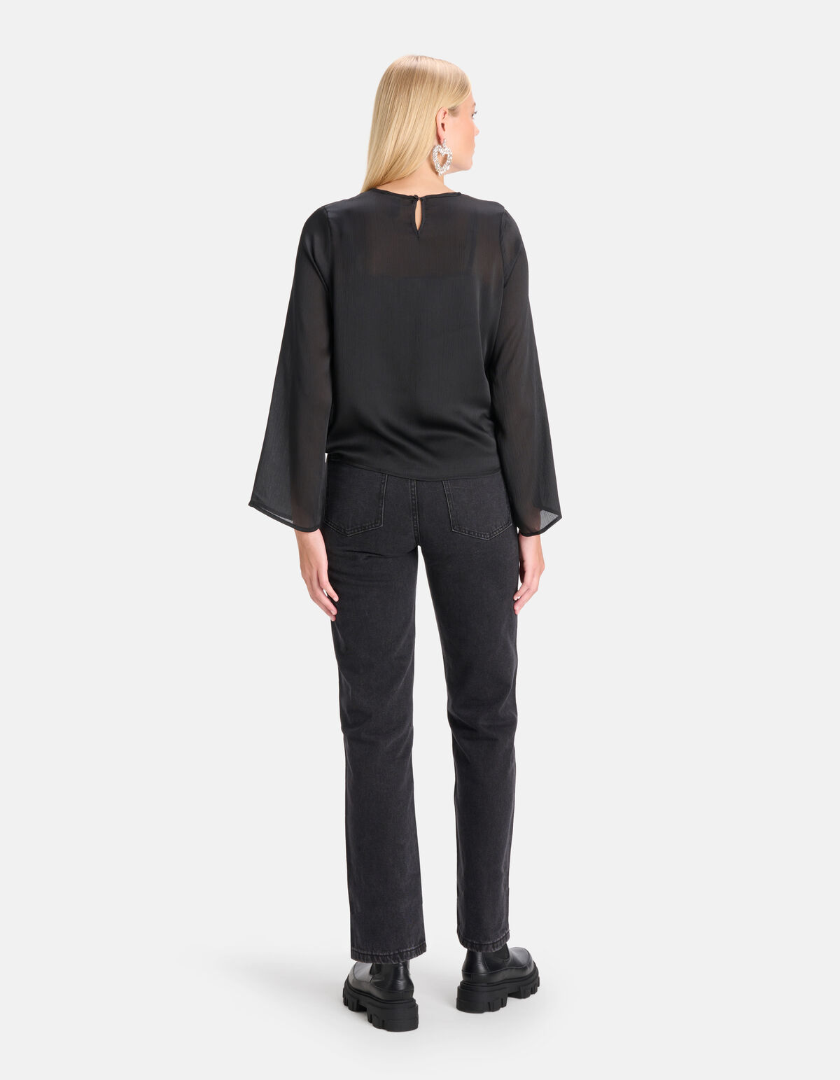 Crinkle Chiffon Top Schwarz SHOEBY WOMEN