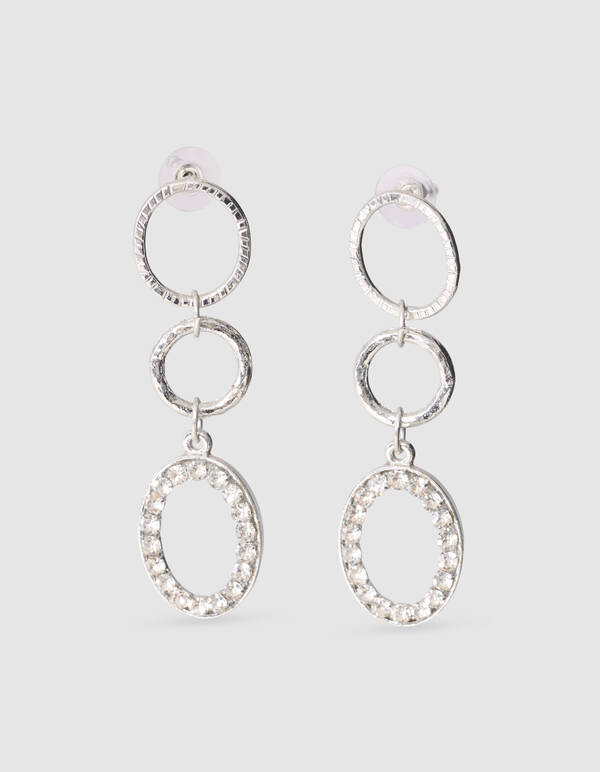 Stra&szlig; Oval Ohrringe Silber SHOEBY ACCESSOIRES