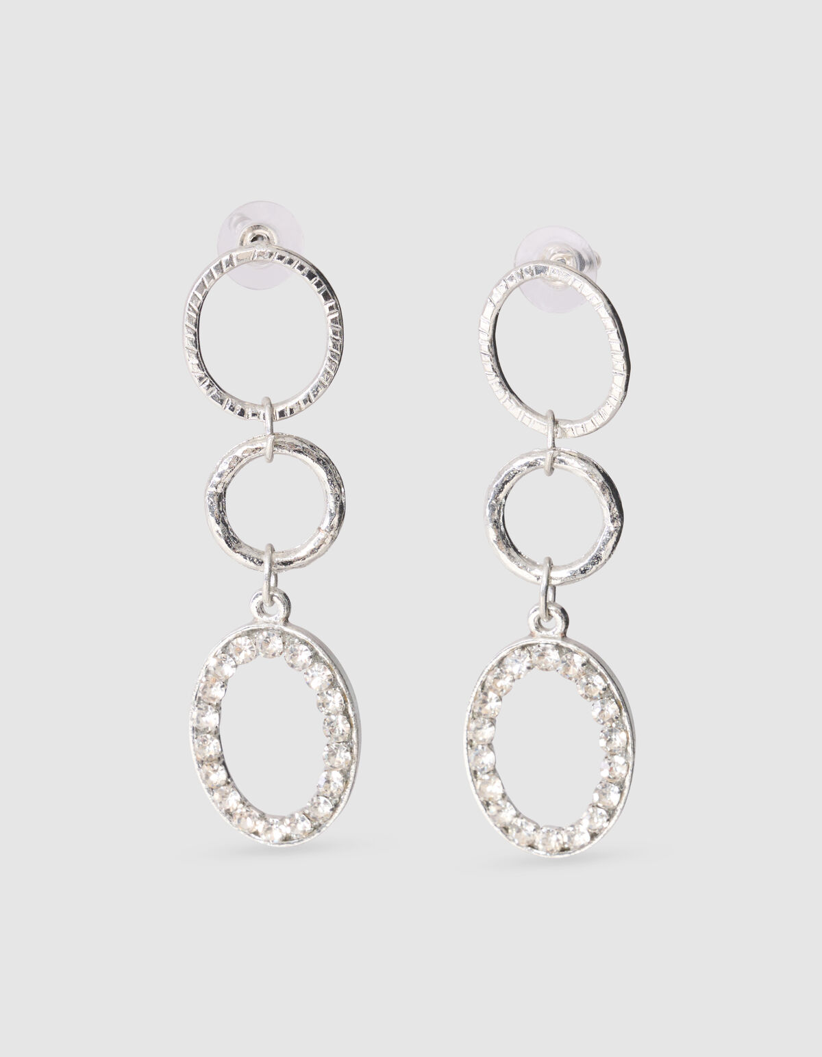 Stra&szlig; Oval Ohrringe Silber SHOEBY ACCESSOIRES