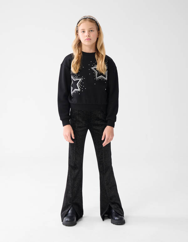 Glitter Flared Legging Schwarz SHOEBY GIRLS