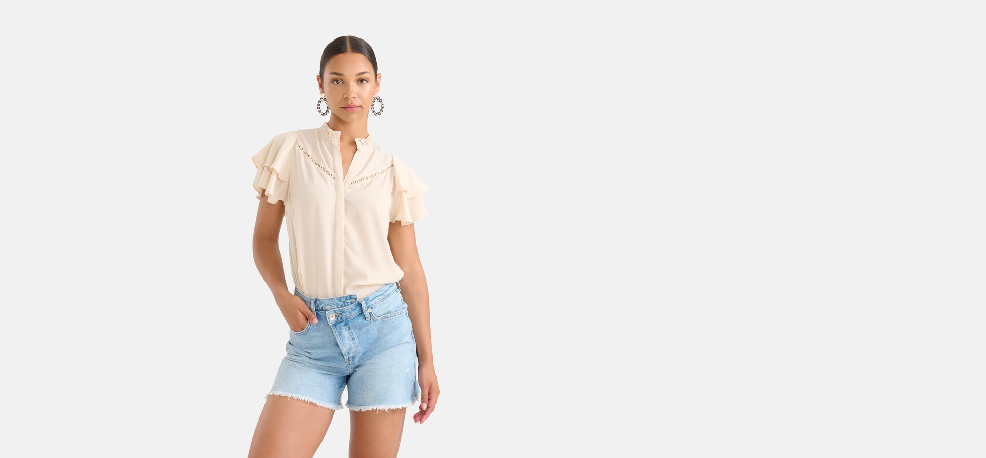 Tape Detail Top Off White SHOEBY WOMEN