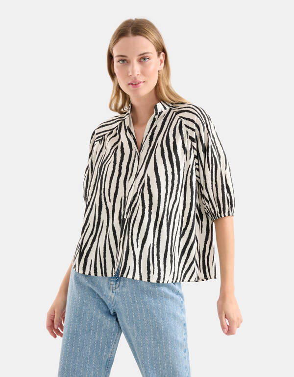 Bluse mit Zebradruck Schwarz/Weiß SHOEBY WOMEN