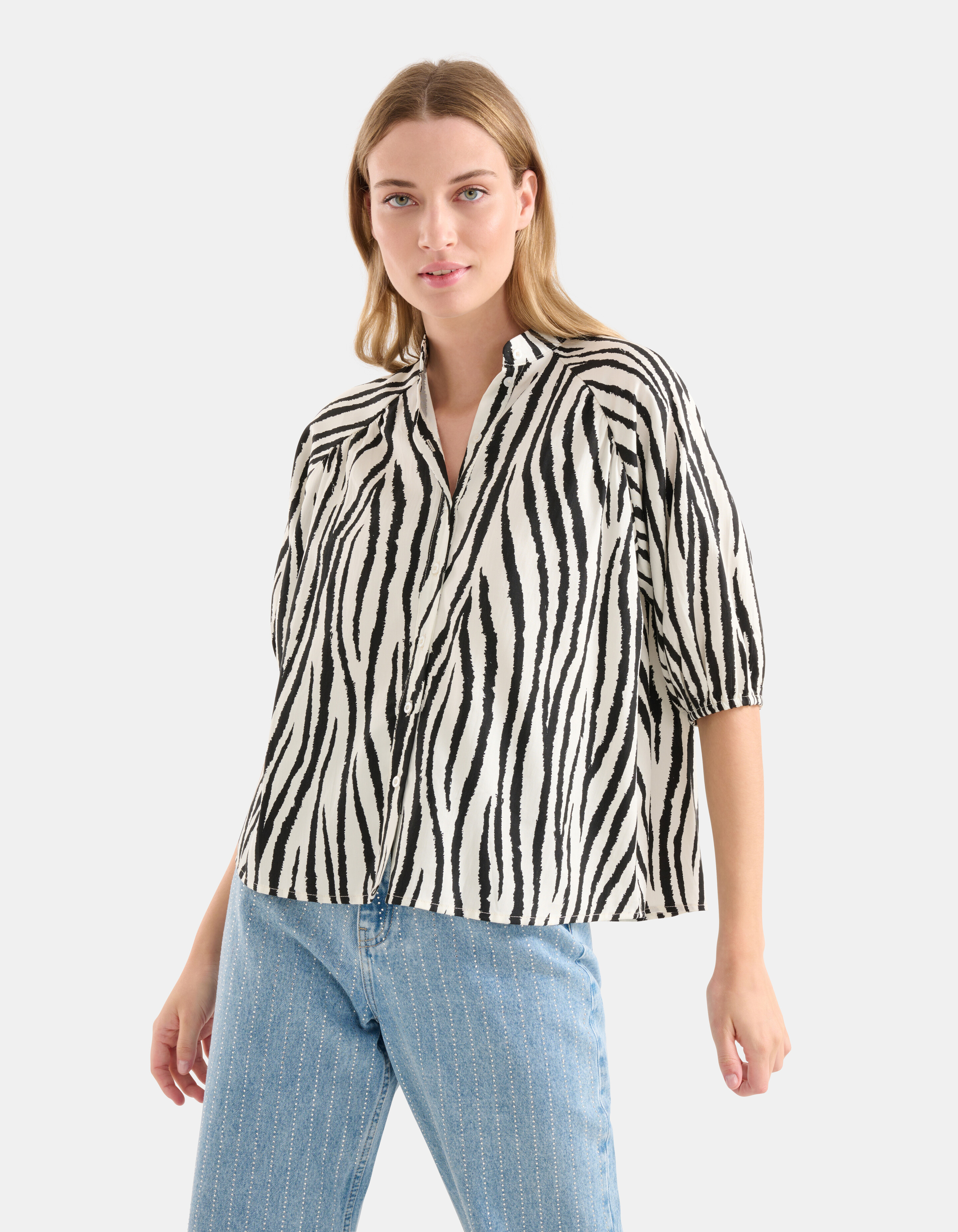 Bluse mit Zebradruck Schwarz/Weiß SHOEBY WOMEN
