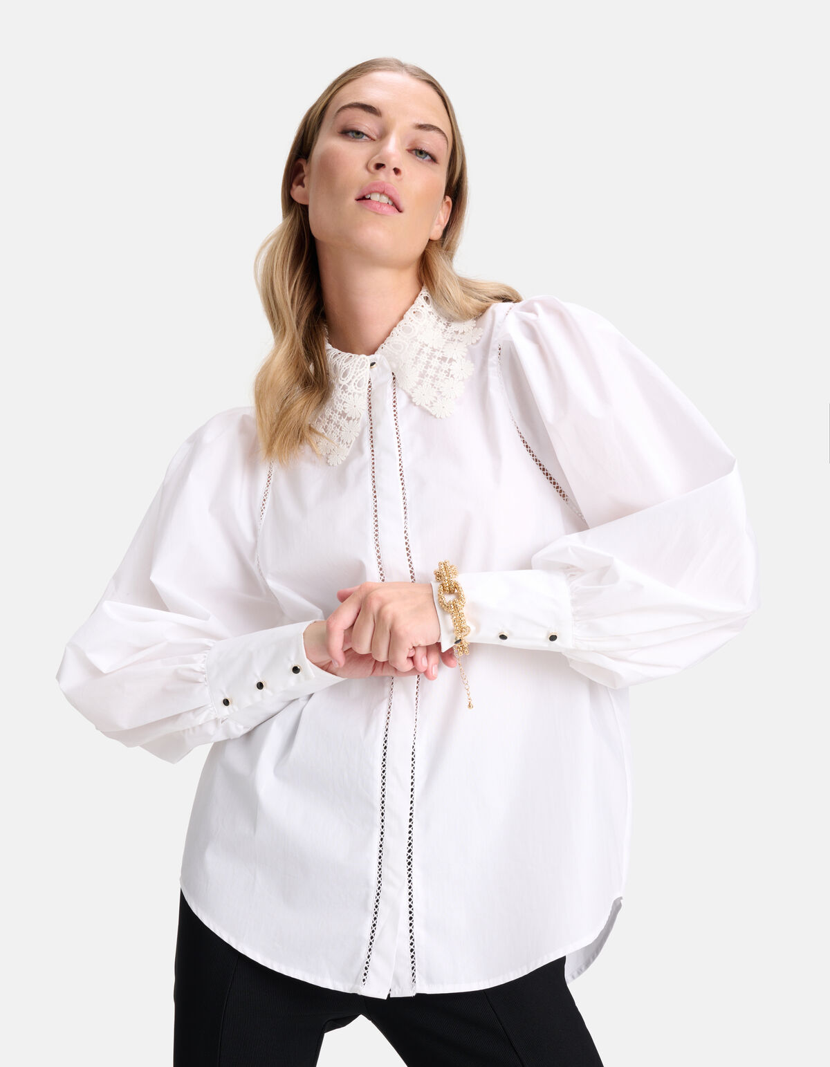 Bluse aus Spitzenpopeline Off White By Fred SHOEBY WOMEN