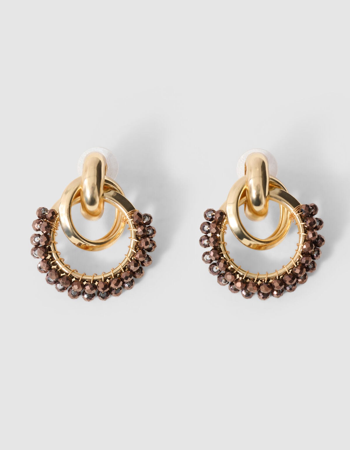 Beaded Oorbellen Goud/Bruin SHOEBY ACCESSOIRES