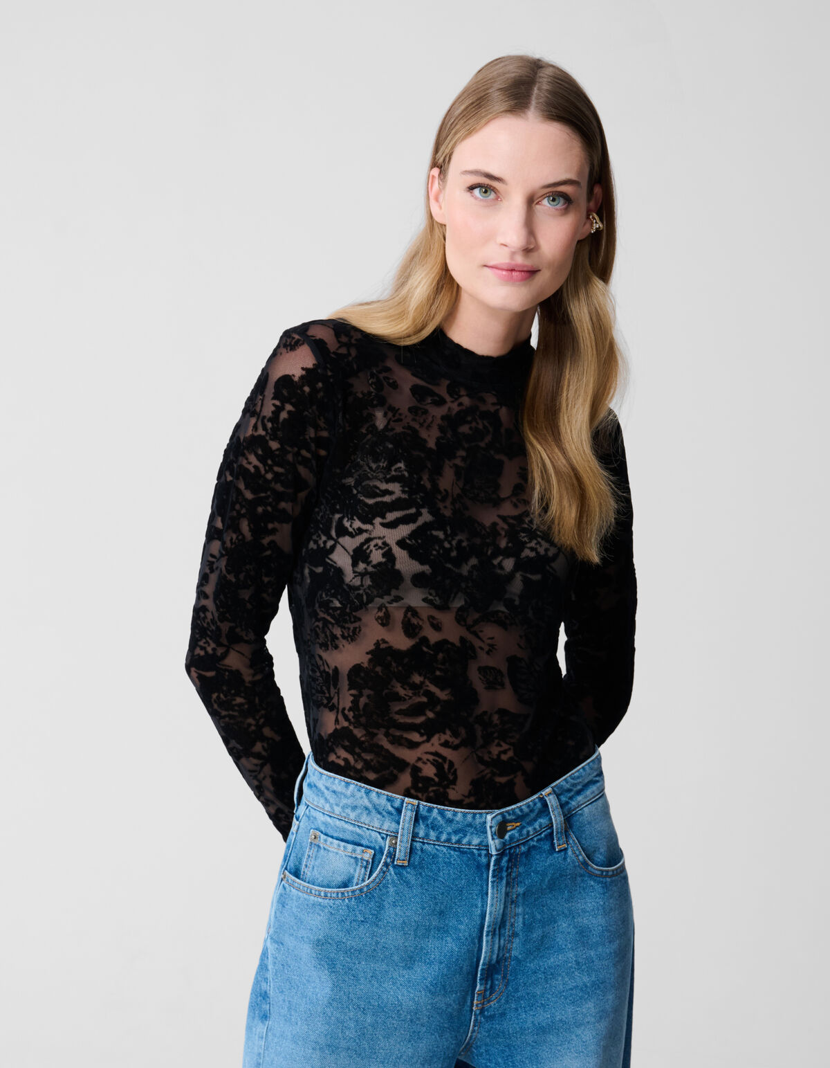 Rosen Mesh Top Schwarz SHOEBY WOMEN