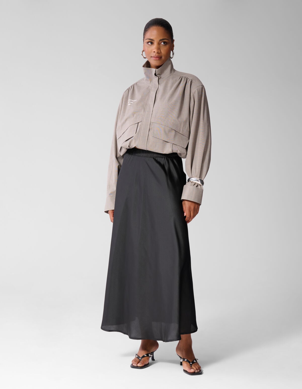 Satijnen Maxi Rok Zwart SHOEBY WOMEN