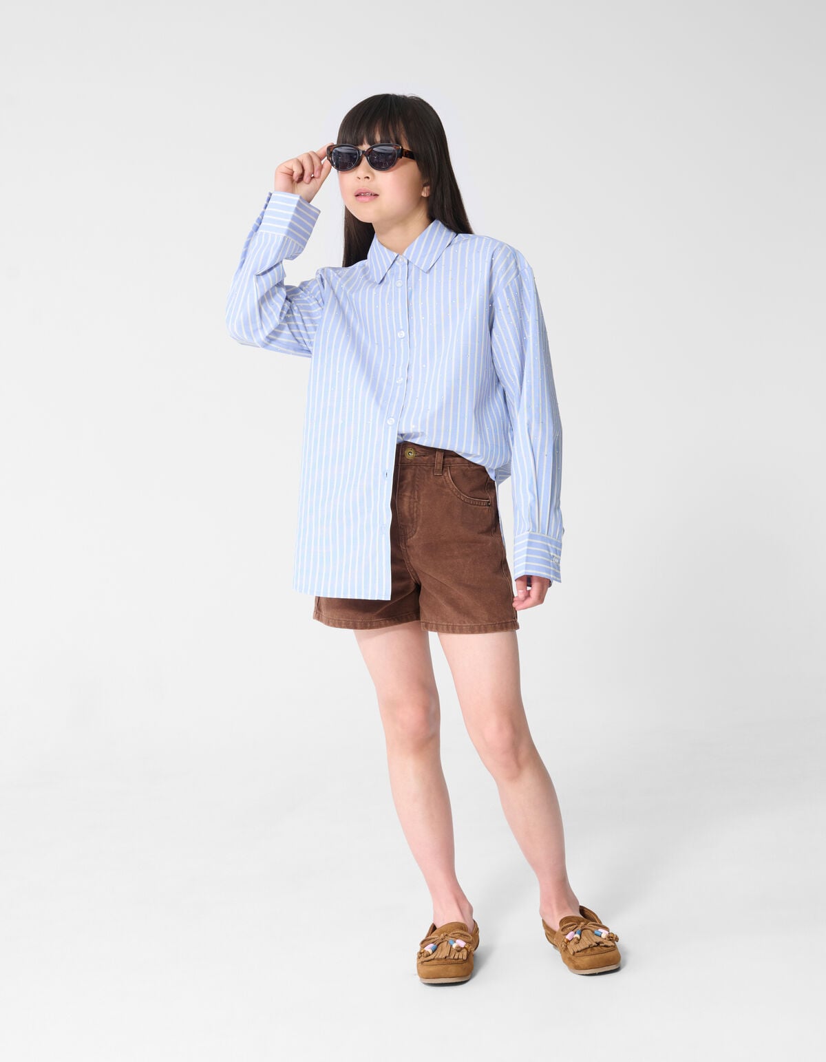 Oversize-Popeline-Bluse Hellblau SHOEBY GIRLS