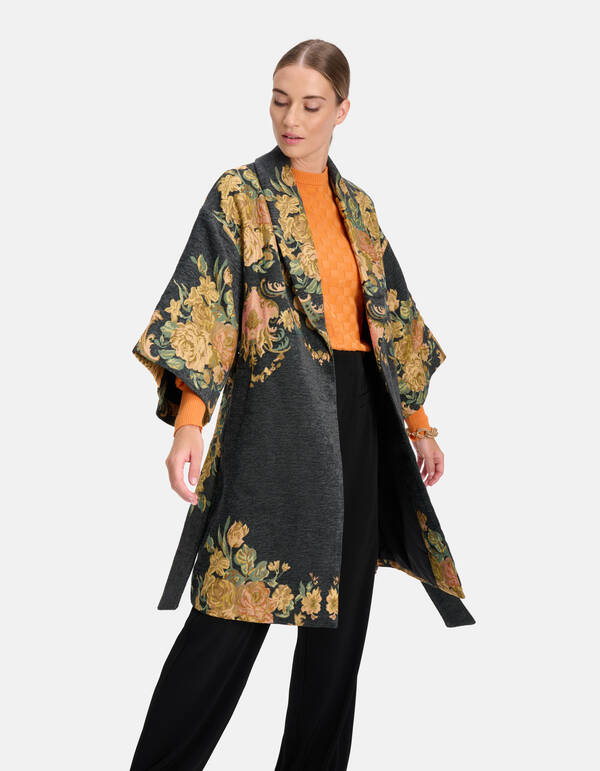 Jacquard-Kimono mit Blumendruck Dunkelgrau von Mie SHOEBY WOMEN