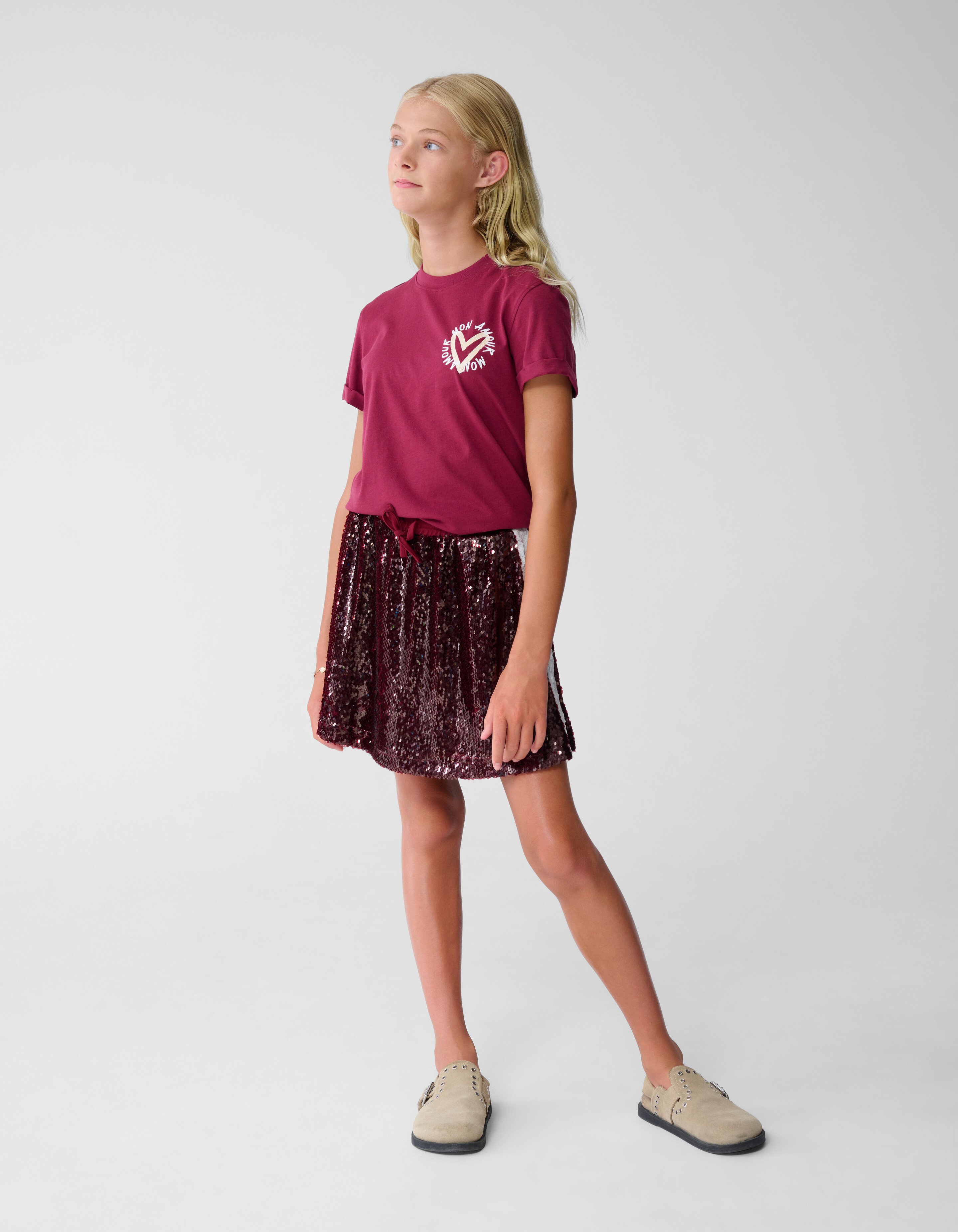 Mon Amour Kunst T-Shirt Dunkelrot SHOEBY GIRLS