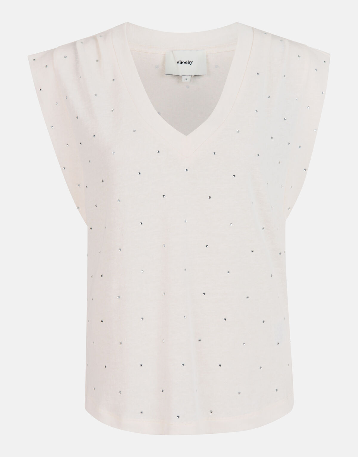 V-hals Strass T-shirt Gebroken Wit By Mieke SHOEBY WOMEN