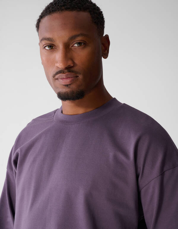 Basic-Langarmshirt in Relaxed Fit lila SHOEBY MEN