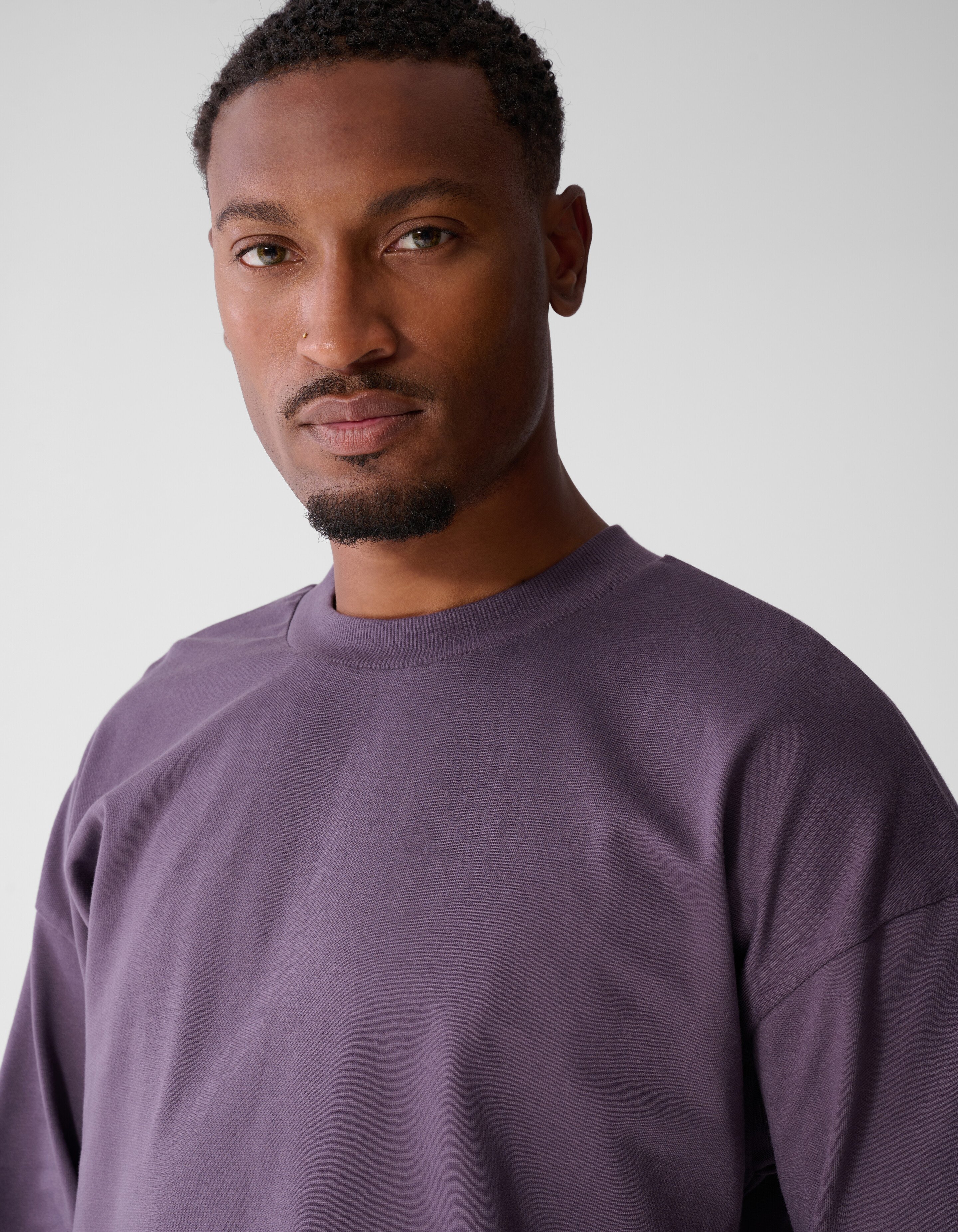 Basic-Langarmshirt in Relaxed Fit lila SHOEBY MEN