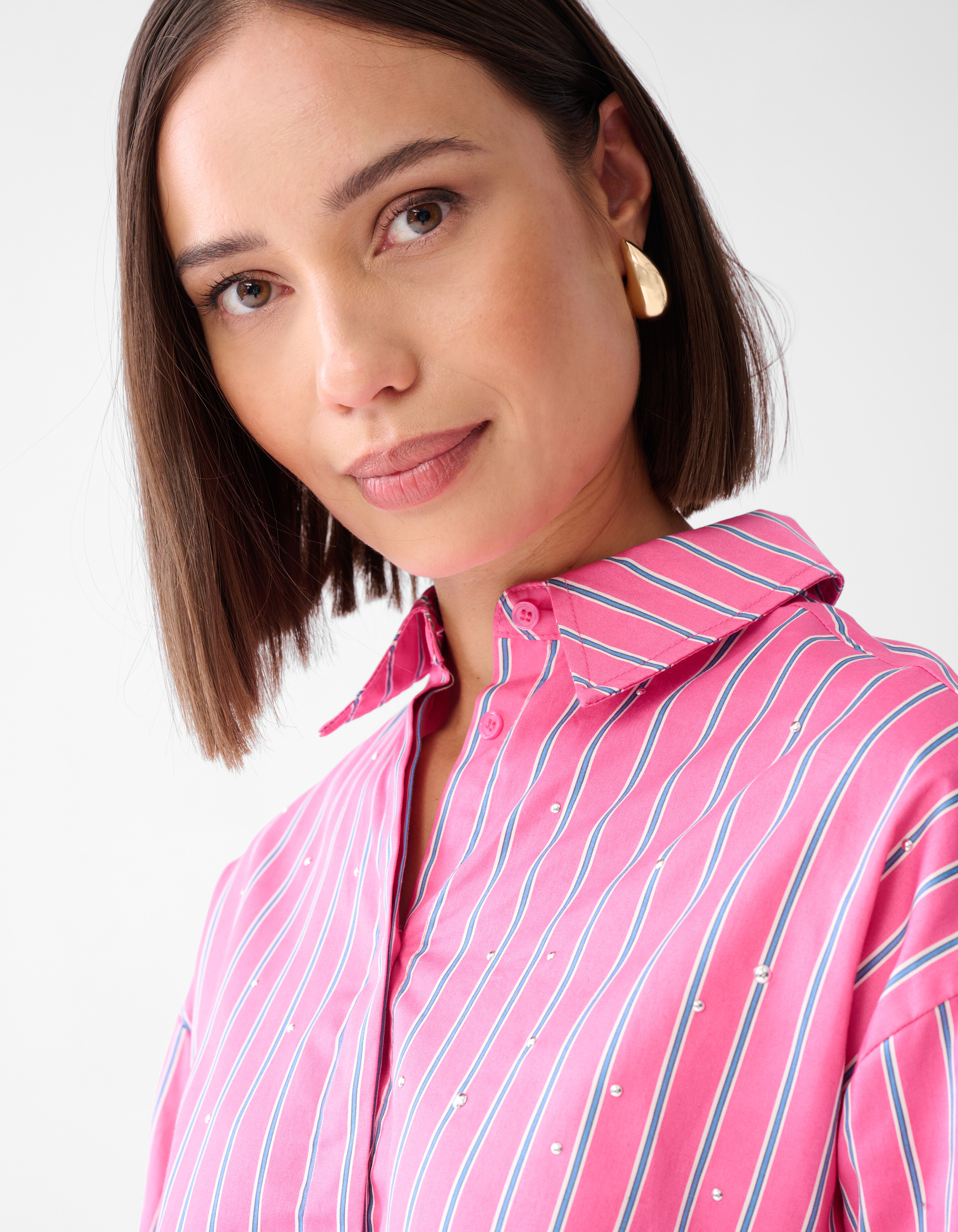 Bluse mit Nadelstreifen und Nieten Rosa SHOEBY WOMEN
