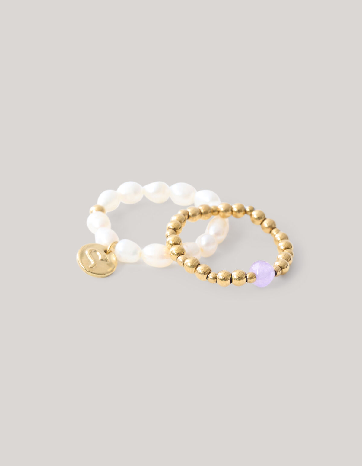 Perlen Ringe Set Gold SHOEBY ACCESSOIRES