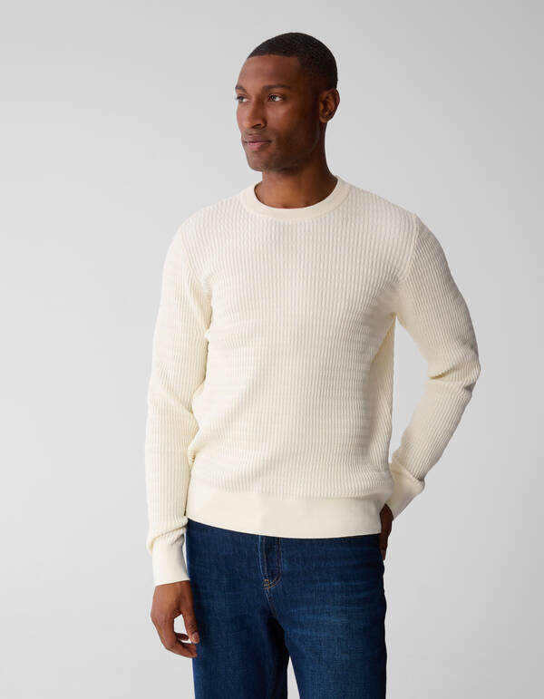 Strukturpullover gebrochenes Weiß SHOEBY MEN