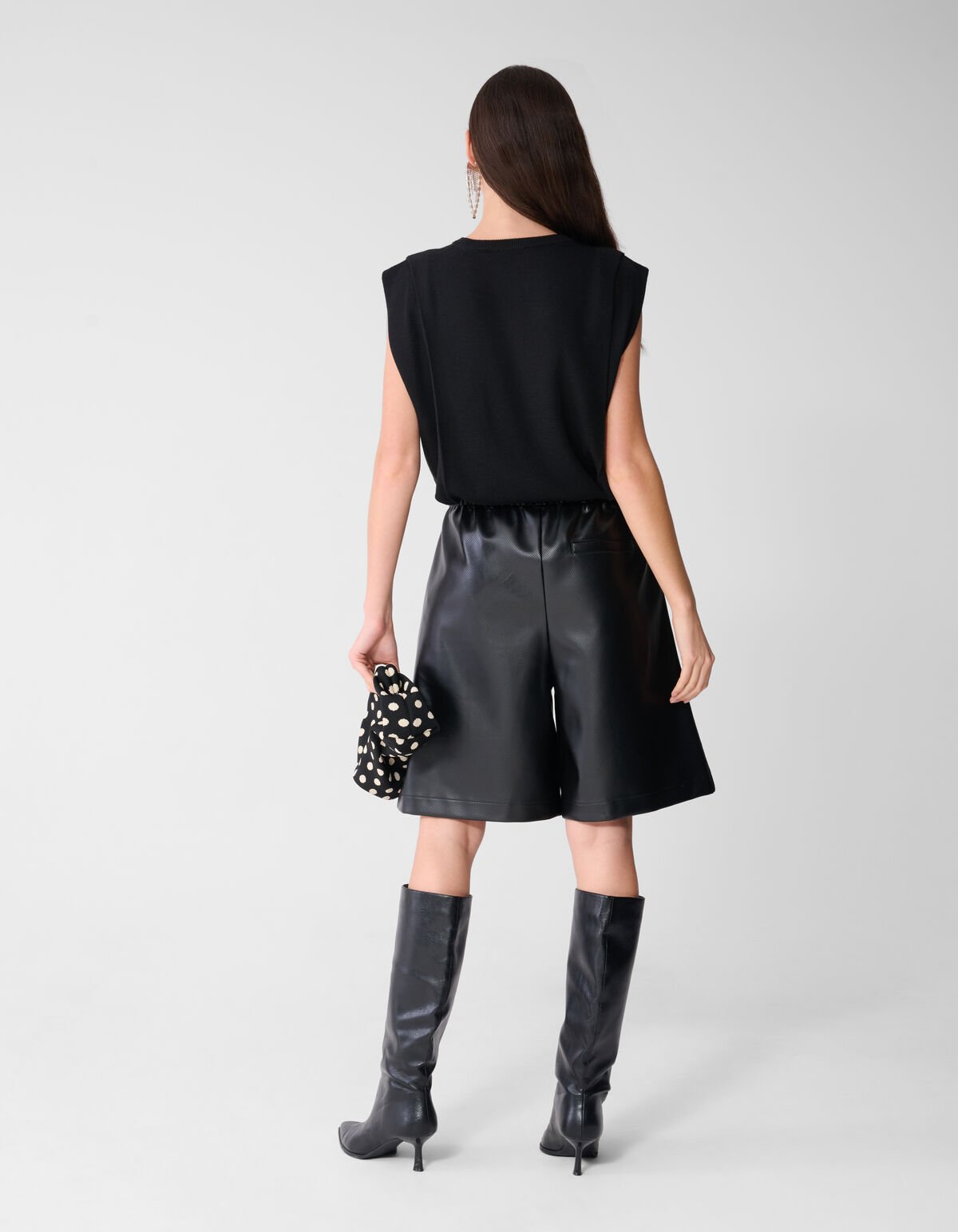 Plissiertes Oberteil mit Schulterpolstern Schwarz SHOEBY WOMEN