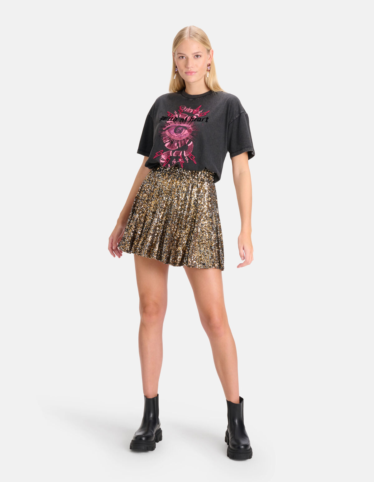 T-Shirt mit Artwork Dunkelgrau SHOEBY WOMEN