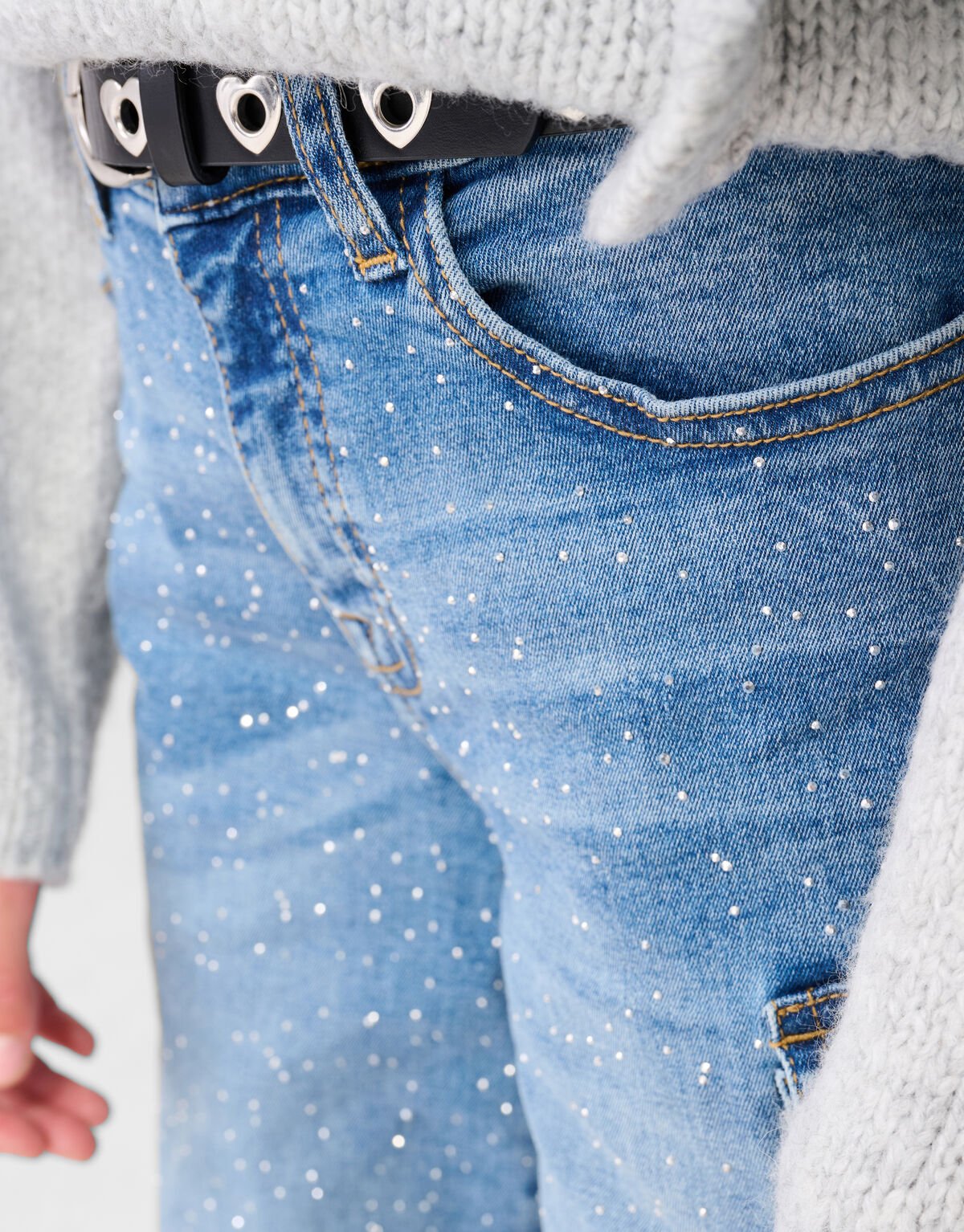 Pocket Strass Straight Fit Jeans Blau SHOEBY GIRLS