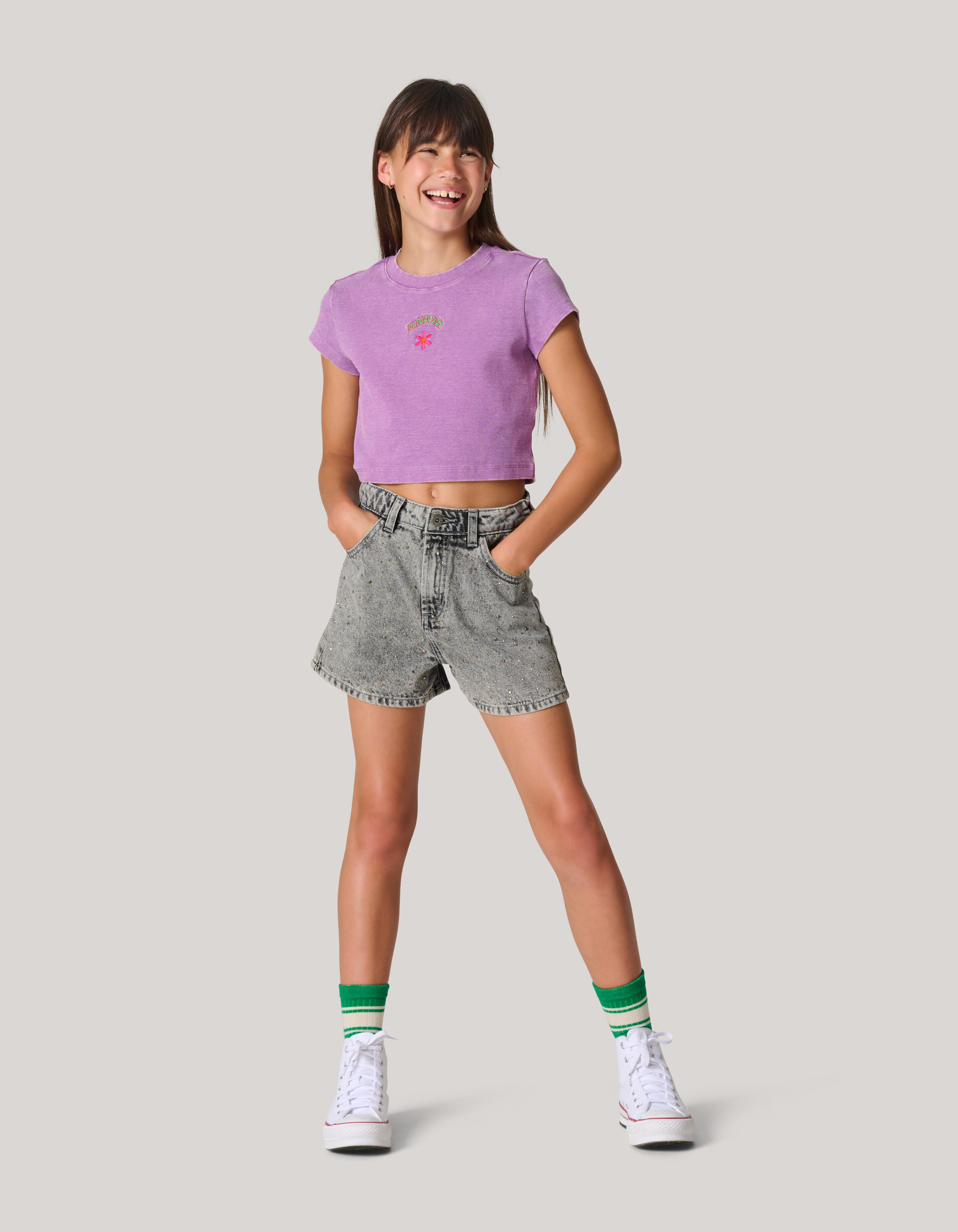 Embroidery Crop Top Lichtpaars SHOEBY GIRLS