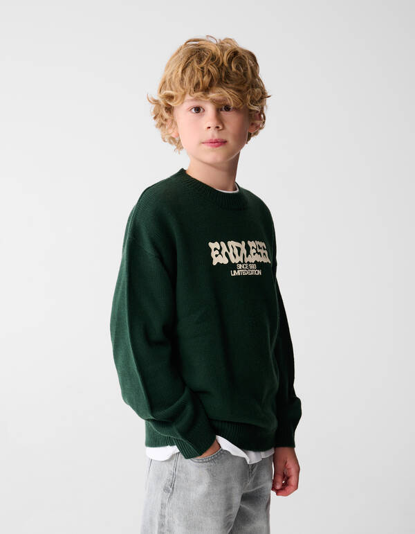 Endloser Strickpullover Dunkelgrün SHOEBY BOYS