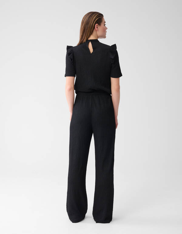Crinkle Wide Leg Trousers Black SHOEBY WOMEN