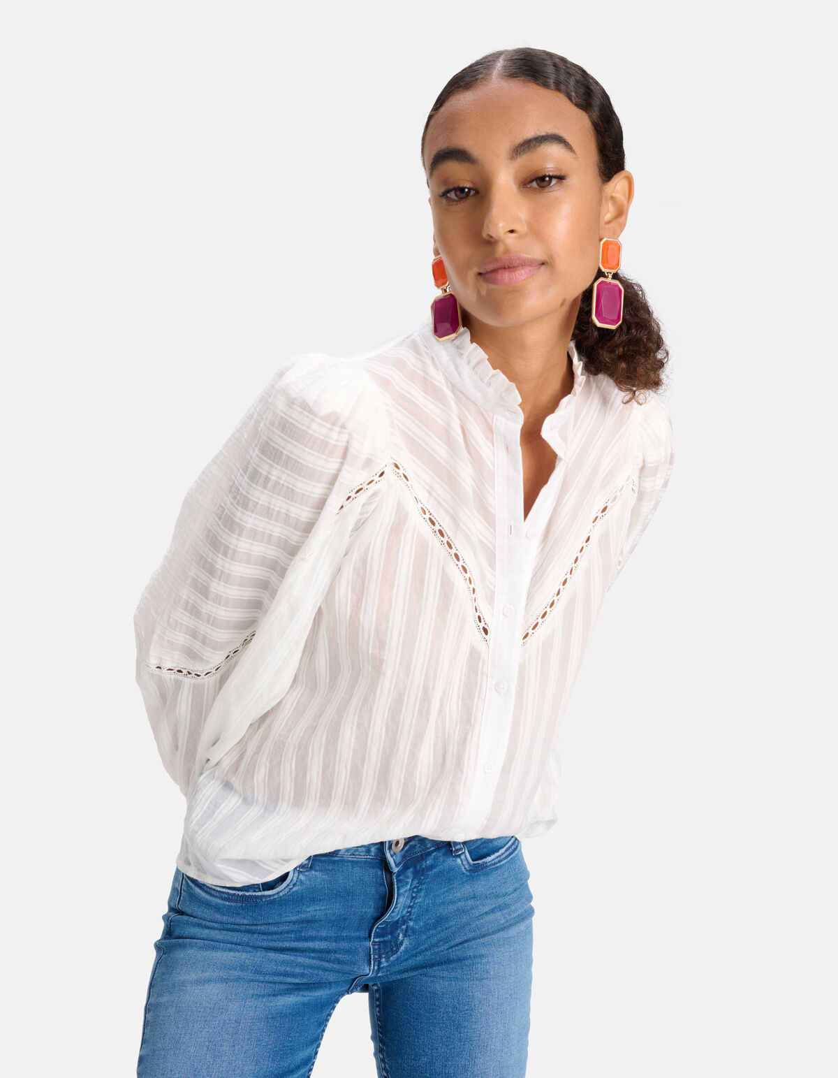 Gestreifte Bluse Off White SHOEBY WOMEN