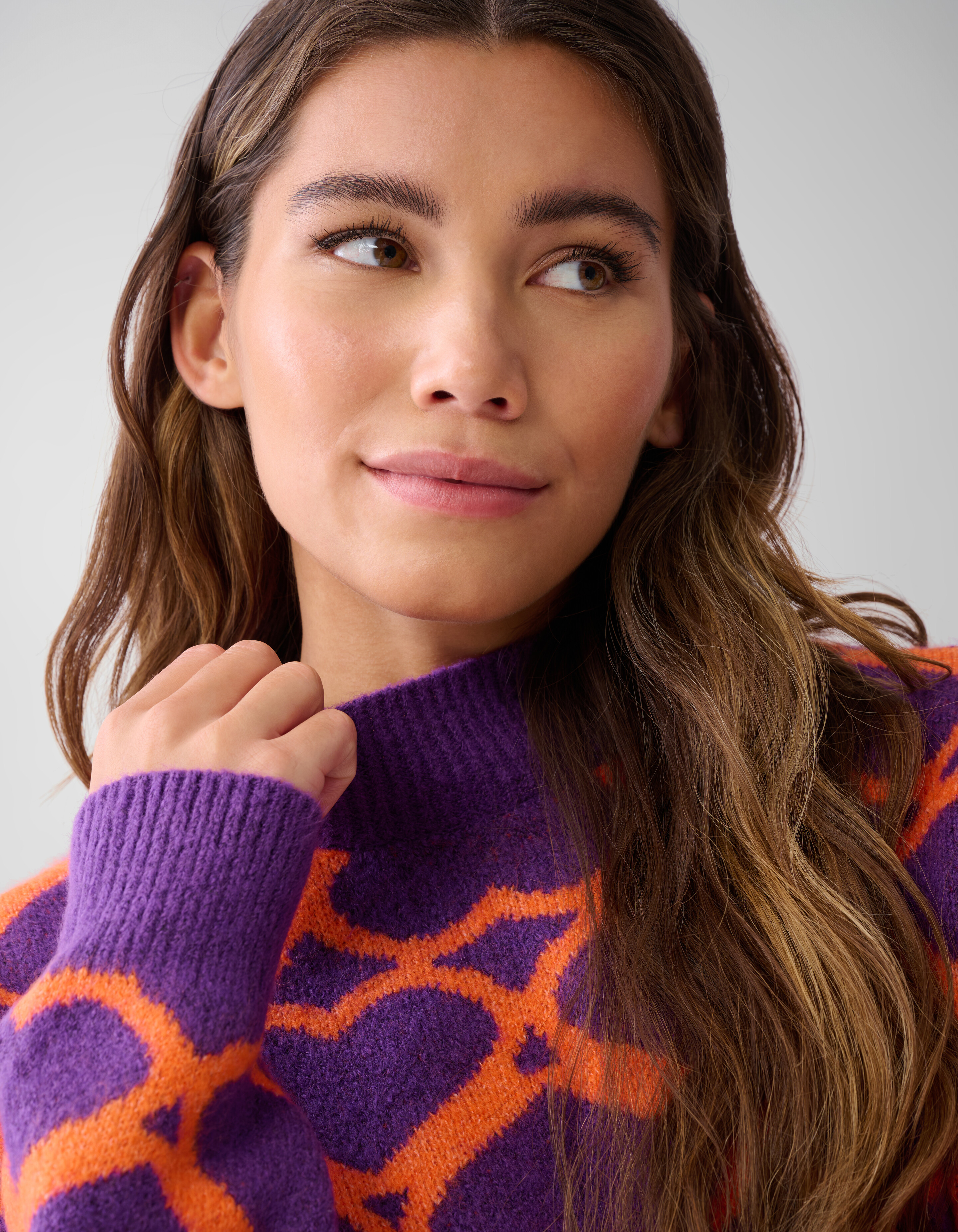 Heart Printed Sweater Purple von Furmey SHOEBY WOMEN
