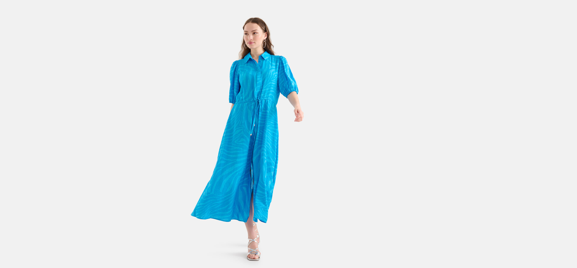 Zebra Print Maxikleid Blau SHOEBY WOMEN