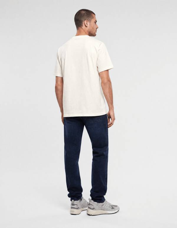 Basic-Label-T-Shirt in gebrochenem Wei&szlig; SHOEBY MEN
