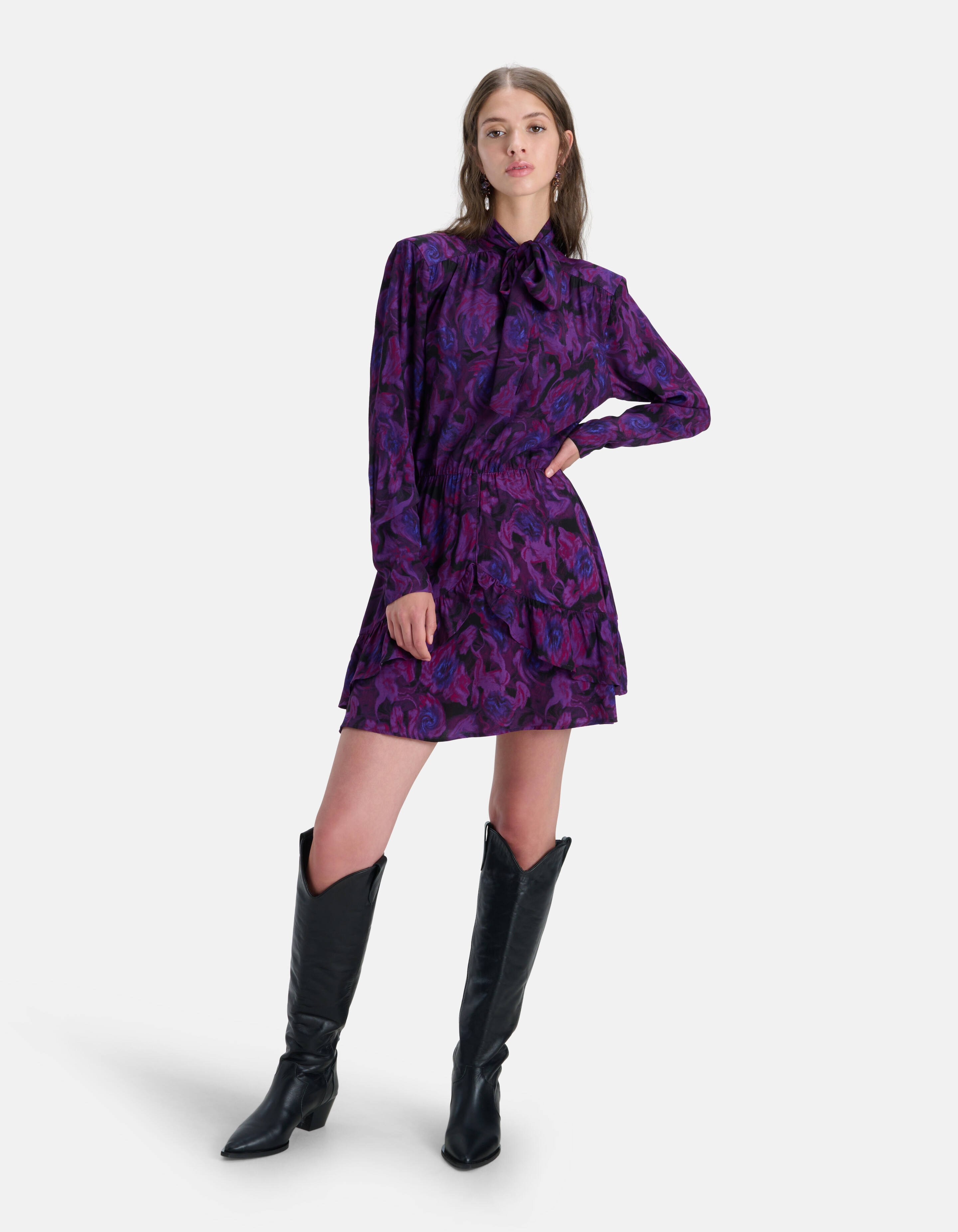 Schleifen-Kleid mit Blumendruck Lila SHOEBY WOMEN