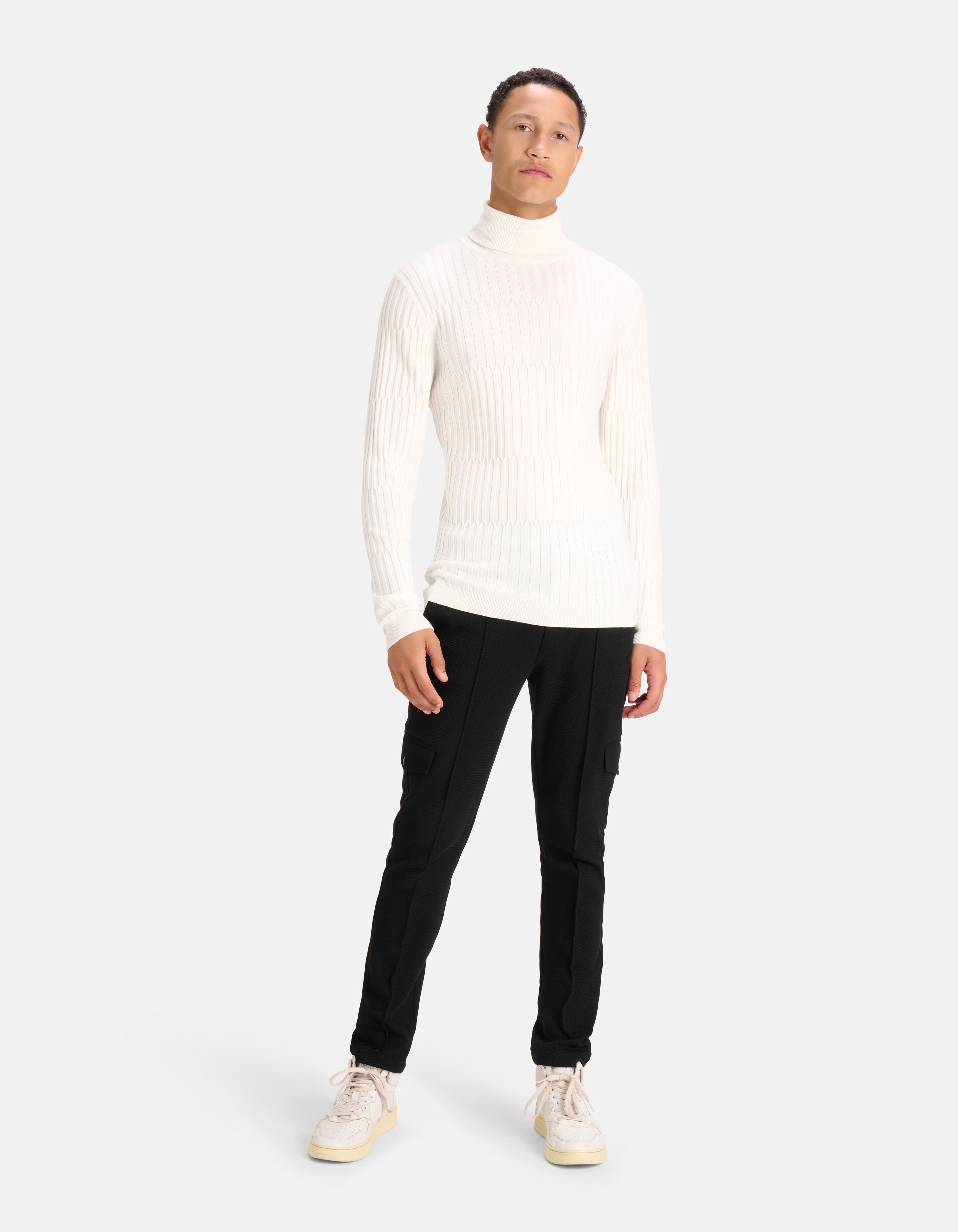 Gestreifter Rollkragenpullover Weiß SHOEBY MEN