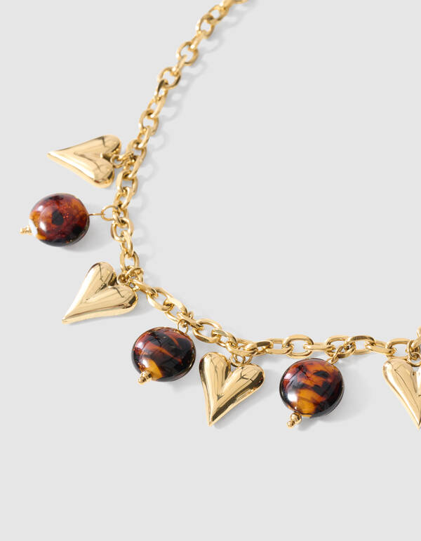 Herz-Oval-Anh&auml;nger-Kette Gold SHOEBY ACCESSOIRES