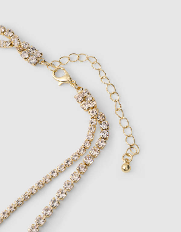 Doppellagige Strasskette Gold SHOEBY ACCESSOIRES