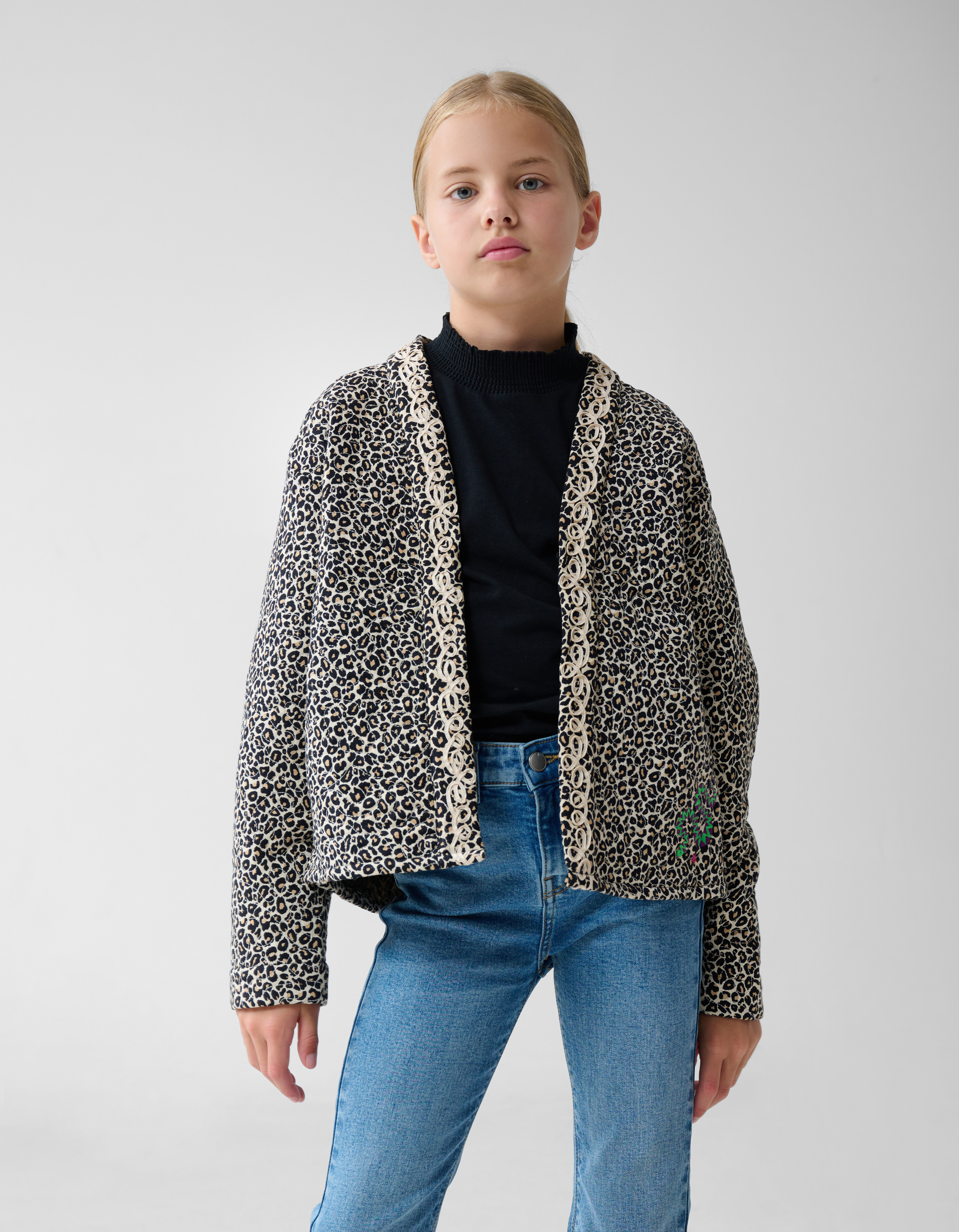Leoparden Stickerei Jacke Braun SHOEBY GIRLS