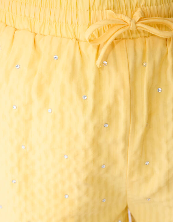 Nadelstreifen Strass Shorts Hellgelb SHOEBY GIRLS