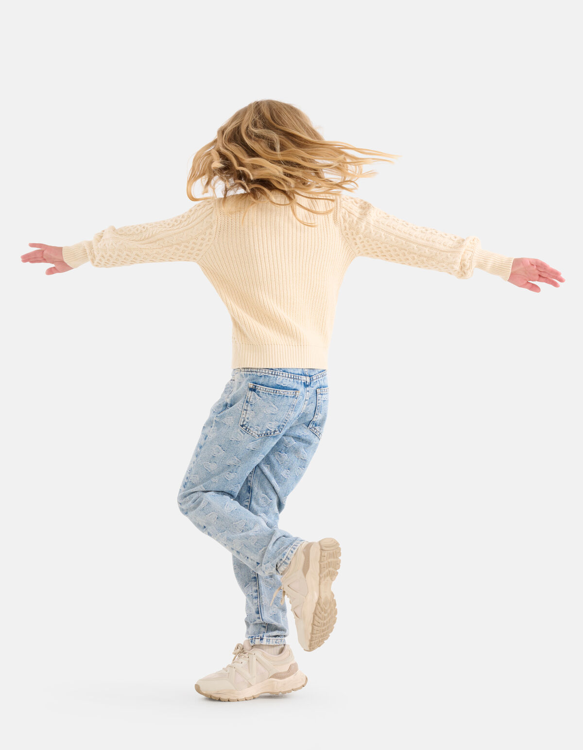 Strickpullover mit Zopfmuster Off White SHOEBY GIRLS