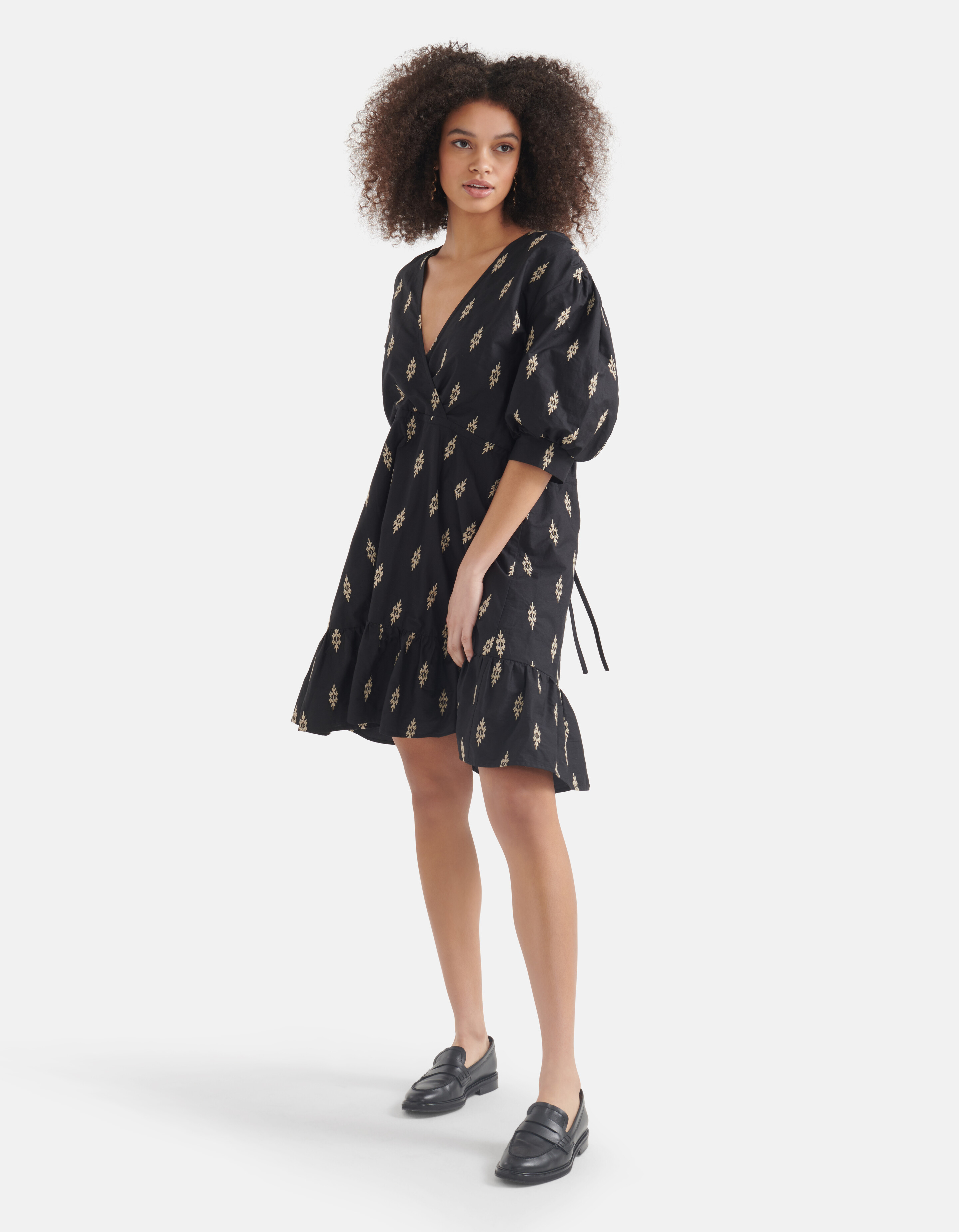 Besticktes Popeline-Kleid Schwarz SHOEBY WOMEN