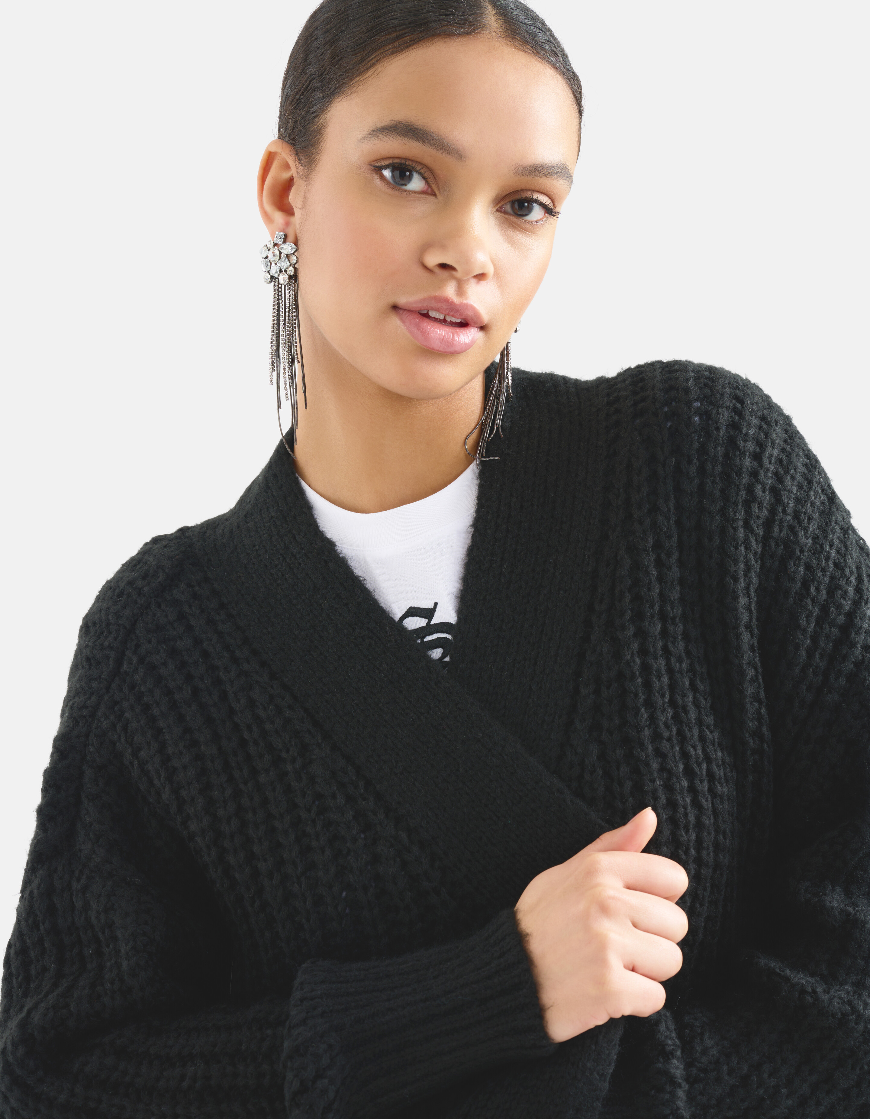 Strickjacke mit Gürtel Schwarz SHOEBY WOMEN