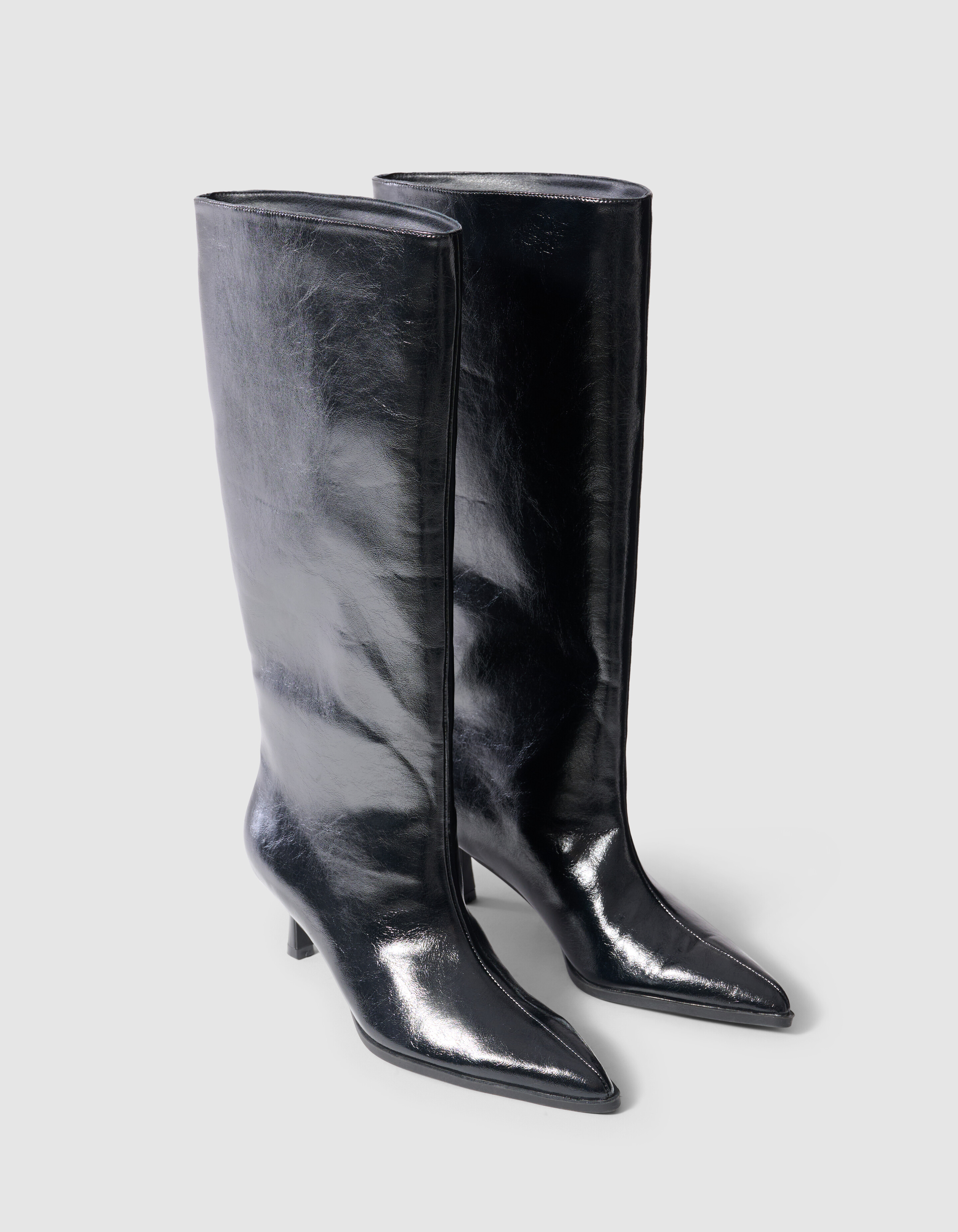 Schwarze, hohe Gl&auml;nzende Stiefel SHOEBY SHOES