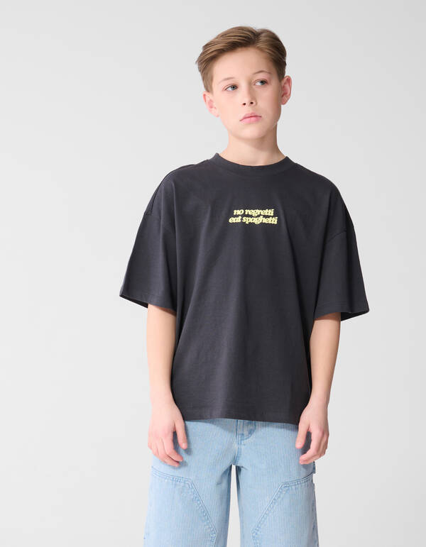 Spaghetti Artwork T-Shirt Dunkelgrau SHOEBY BOYS