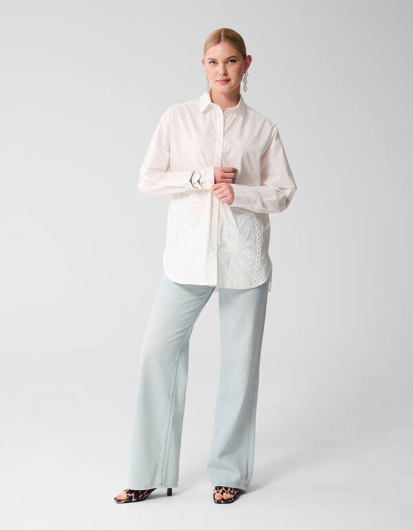 Palm Artwork Bluse Wit SHOEBY WOMEN