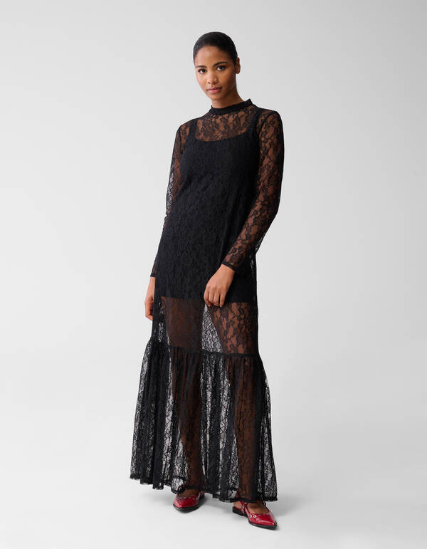 Maxikleid aus Spitze Schwarz SHOEBY WOMEN