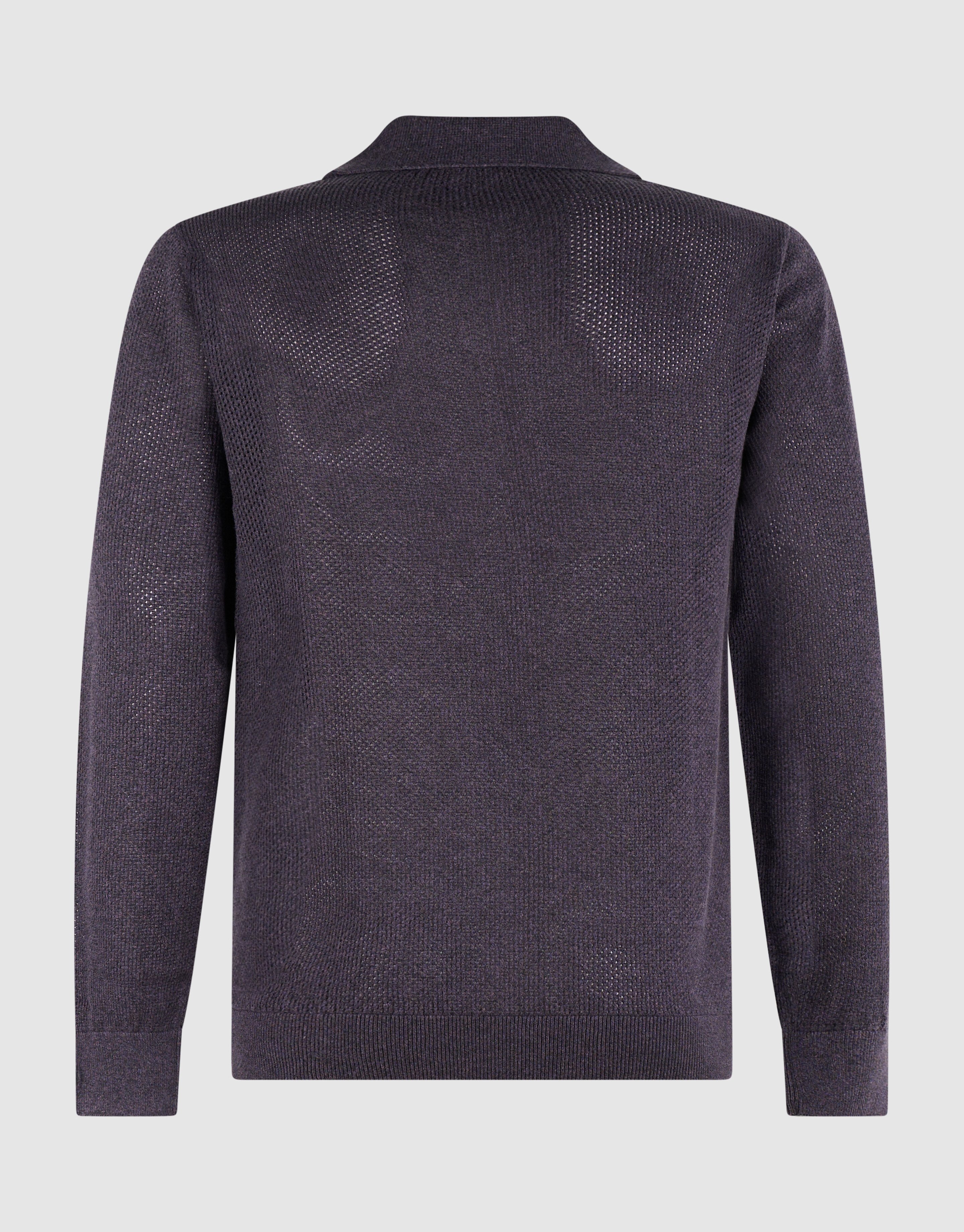 Lang&auml;rmliges Strick-Polohemd Dunkelviolett SHOEBY MEN