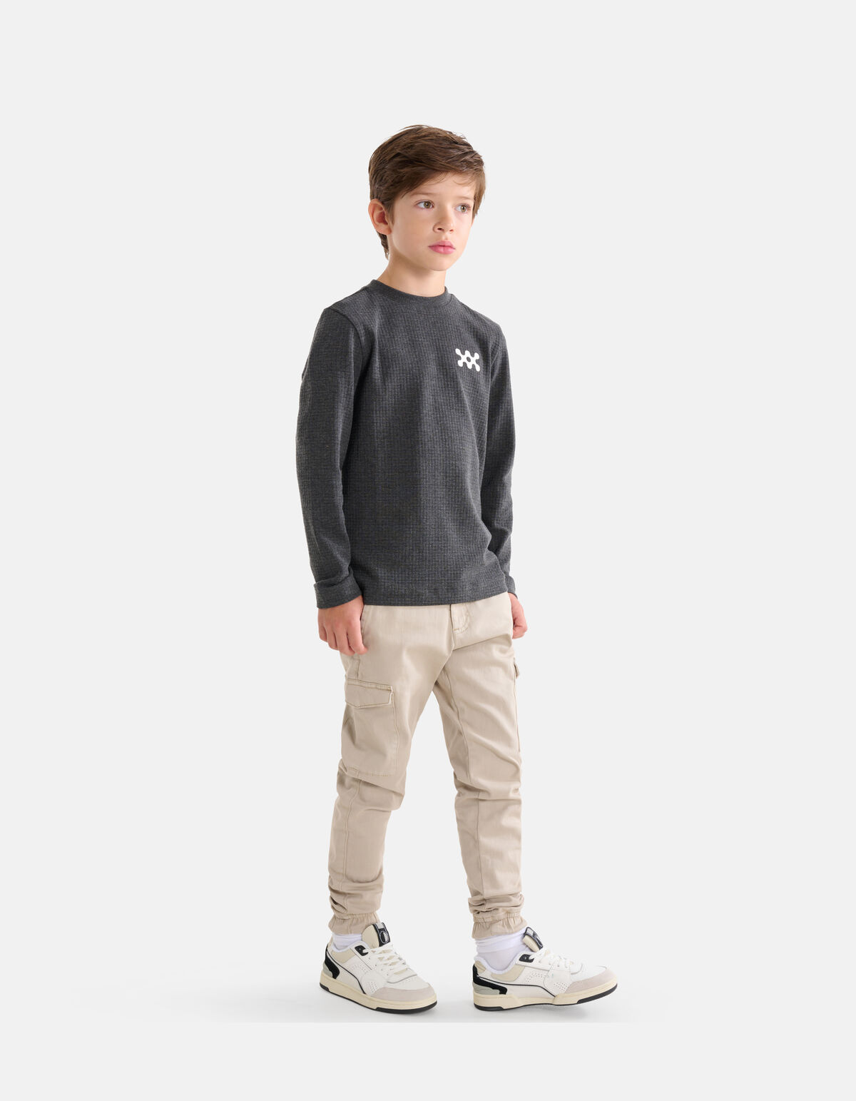Struktur-Langarmshirt Dunkelgrau SHOEBY BOYS