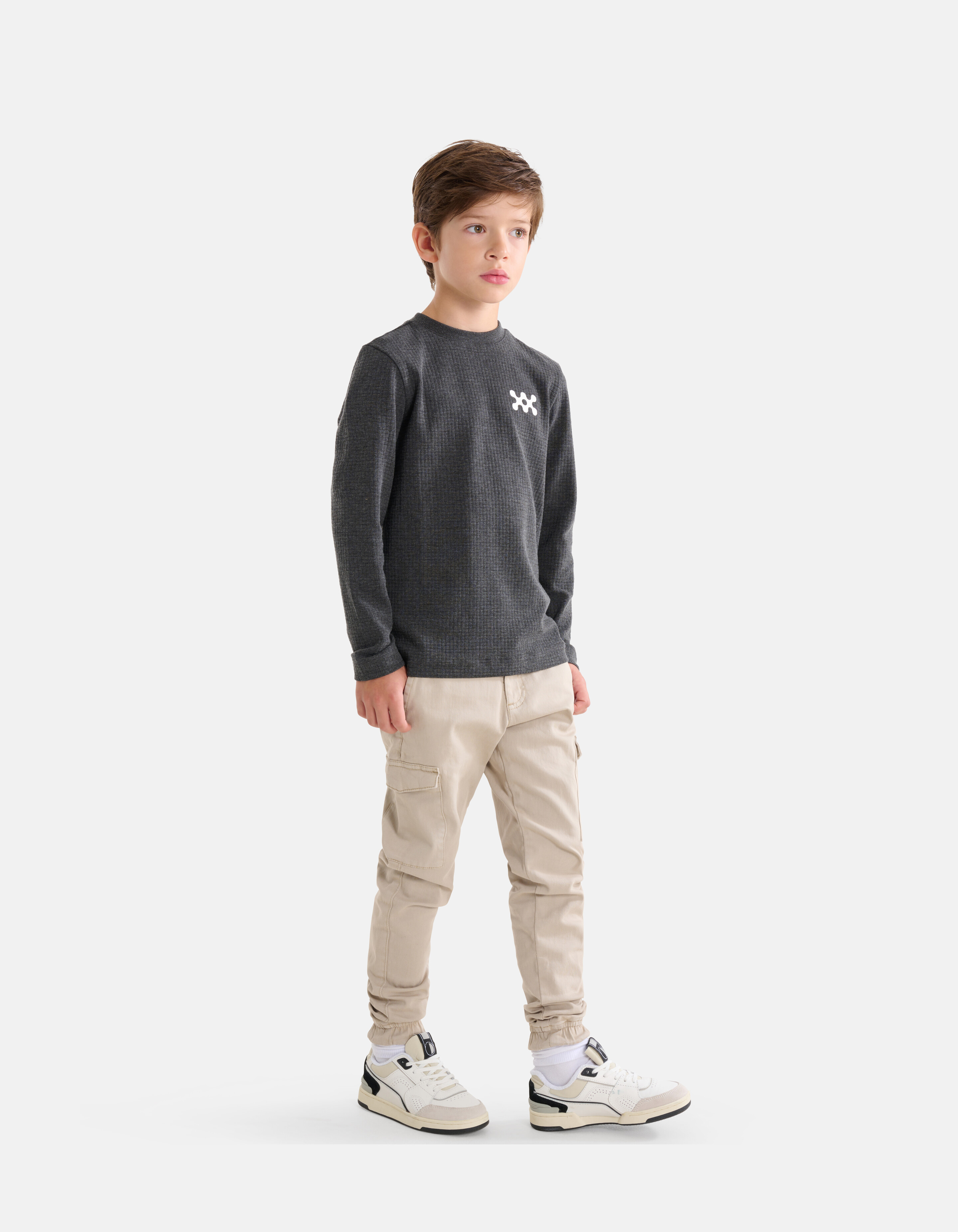 Struktur-Langarmshirt Dunkelgrau SHOEBY BOYS