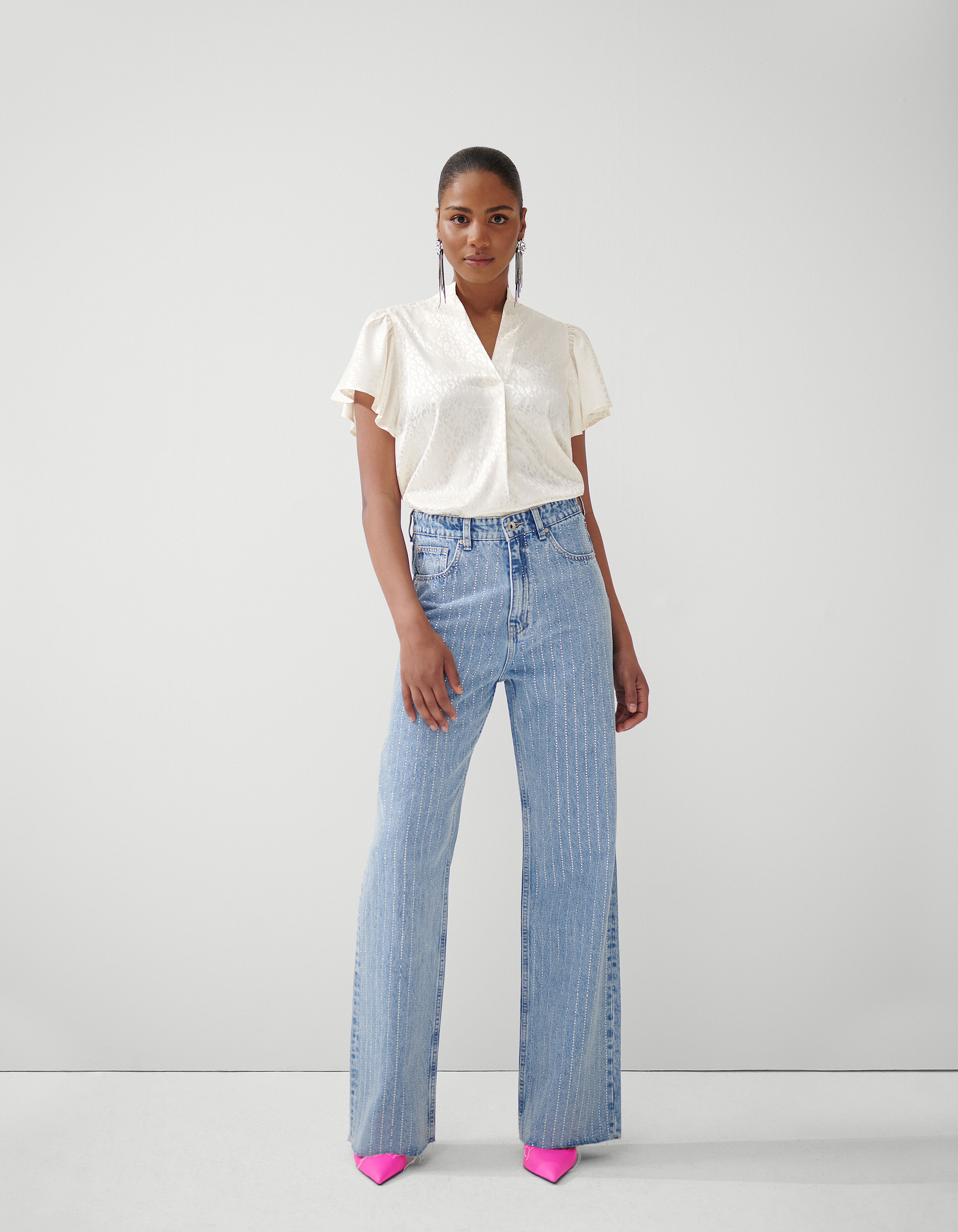 Jacquard-Rüschen-Bluse Off White von Fred SHOEBY WOMEN