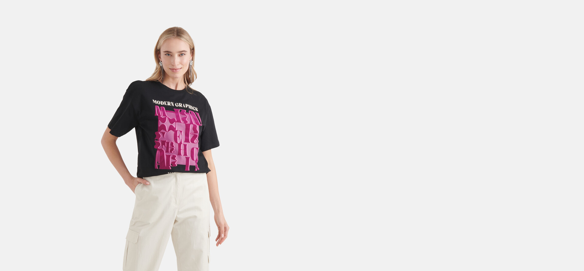 T-Shirt mit grafischem Artwork Schwarz SHOEBY WOMEN